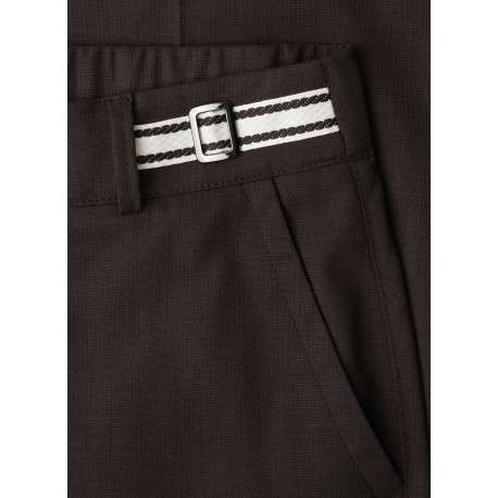 Pantalon chino chocolat uni avec une coupe bootcut muni d'un zip et d'un bouton - Image 2