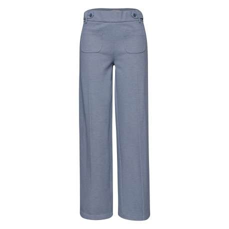 Pantalon chino ciel uni avec une coupe bootcut et une taille élastiquée