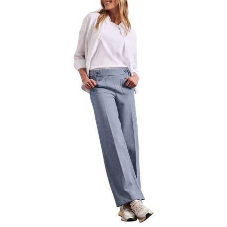 Pantalon chino ciel uni avec une coupe bootcut et une taille élastiquée - Image 6