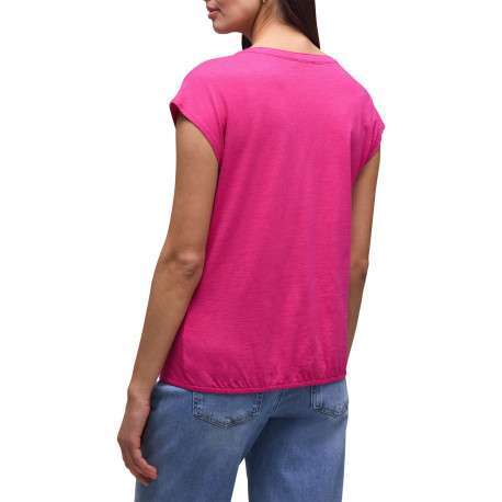 T-shirt fuchsia uni avec une coupe droite et un col tunisien - Image 5