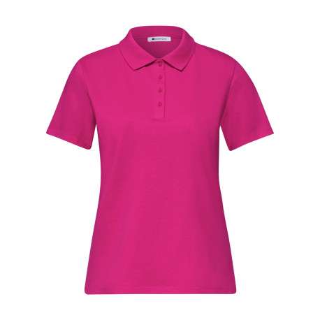 Polo en coton biologique fuchsia uni avec une coupe droite et un col à revers