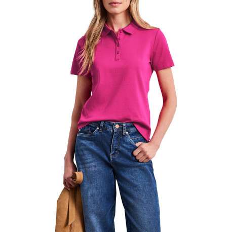 Polo en coton biologique fuchsia uni avec une coupe droite et un col à revers - Image 3