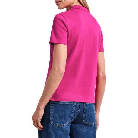 Polo en coton biologique fuchsia uni avec une coupe droite et un col à revers - Image 4