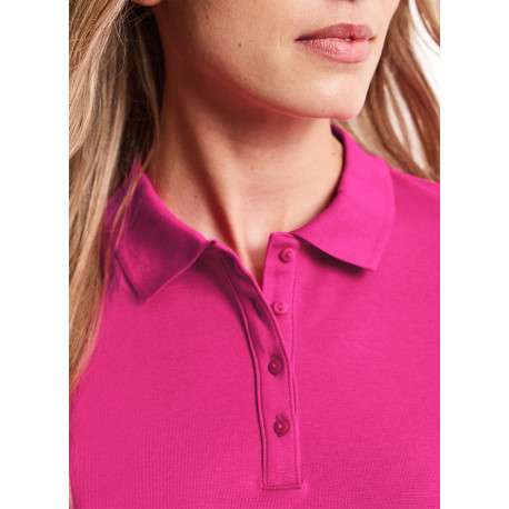 Polo en coton biologique fuchsia uni avec une coupe droite et un col à revers - Image 5