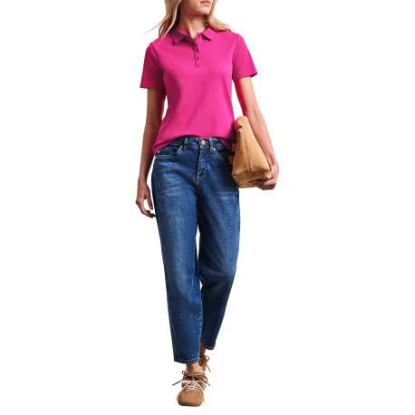 Polo en coton biologique fuchsia uni avec une coupe droite et un col à revers - Image 6