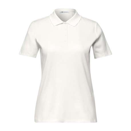 Polo en coton biologique écru uni avec une coupe droite et un col à revers