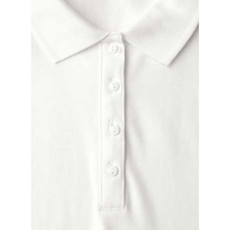Polo en coton biologique écru uni avec une coupe droite et un col à revers - Image 2