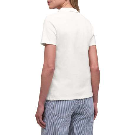 Polo en coton biologique écru uni avec une coupe droite et un col à revers - Image 4
