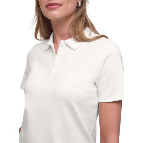 Polo en coton biologique écru uni avec une coupe droite et un col à revers - Image 5