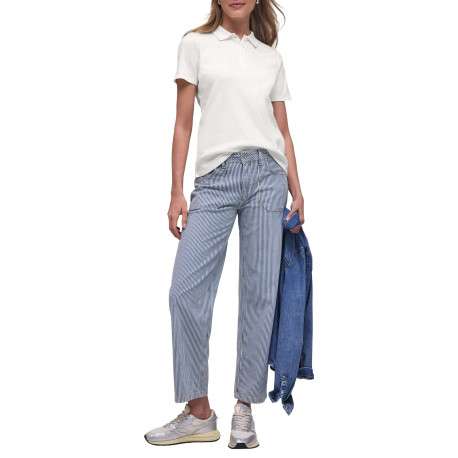 Polo en coton biologique écru uni avec une coupe droite et un col à revers - Image 6
