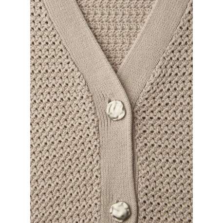 Gilet taupe uni en coton avec une coupe droite pourvu d'un col V - Image 2