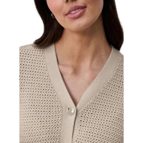 Gilet taupe uni en coton avec une coupe droite pourvu d'un col V - Image 5
