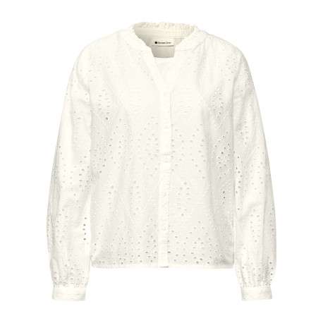 Chemisier en coton blanc uni avec une coupe droite et un col tunisien