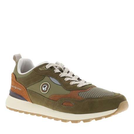 Baskets kaki à semelle plate avec un patch de la marque sur la languette - Image 3