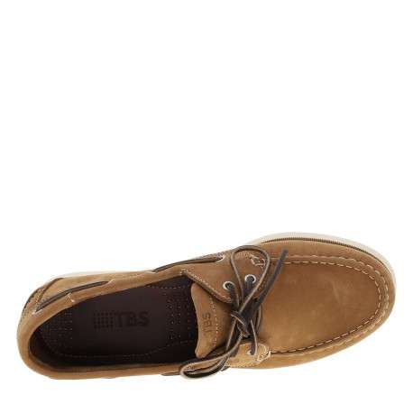 Mocassins bateau en cuir marron à semelle à plate et à lacets - Image 4