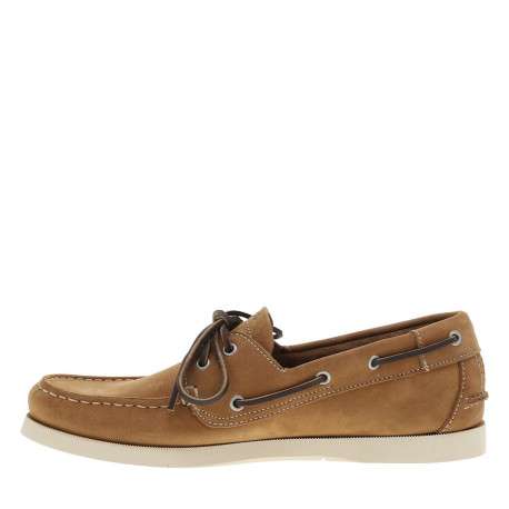 Mocassins bateau en cuir marron à semelle à plate et à lacets