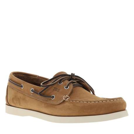 Mocassins bateau en cuir marron à semelle à plate et à lacets - Image 3