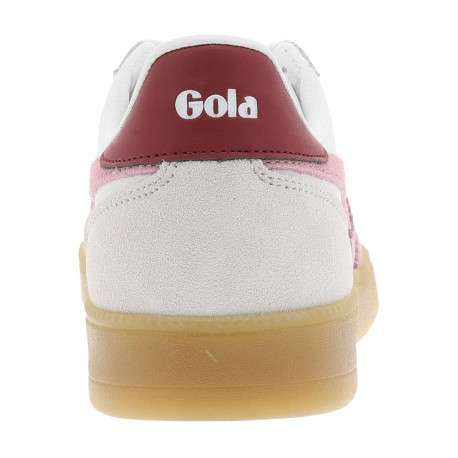Tennis blanches et roses en cuir avec un talon plat et des lacets - Image 6