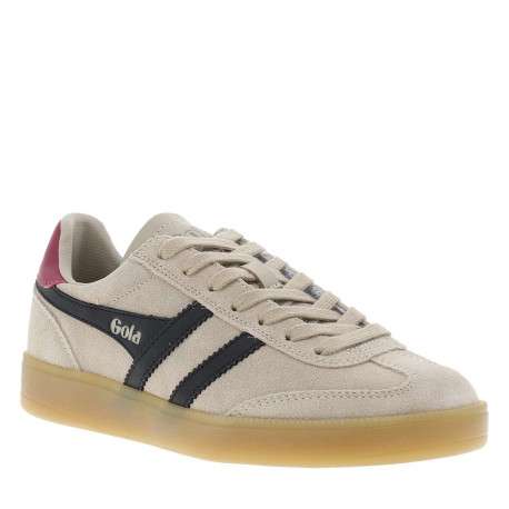 Tennis beiges en cuir nubuck avec un talon plat et des lacets - Image 3