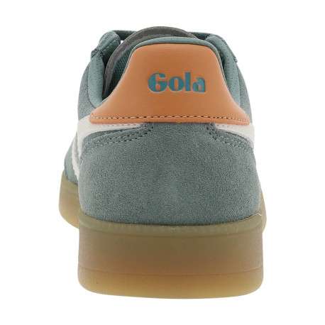 Tennis vertes en cuir nubuck avec un talon plat et des lacets - Image 6