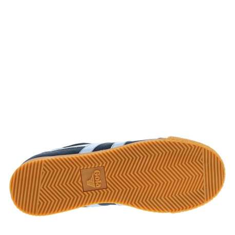 Tennis bleu marine en cuir avec un talon plat et des lacets blancs - Image 5