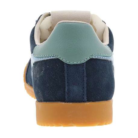 Tennis bleu marine en cuir avec un talon plat et des lacets blancs - Image 6
