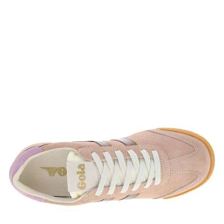 Tennis roses nubuck en cuir avec un talon plat et des lacets - Image 4