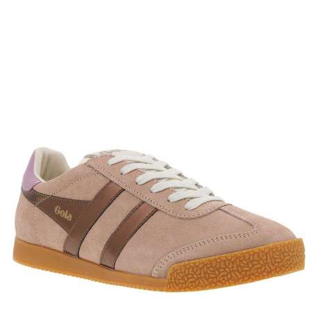 Tennis roses nubuck en cuir avec un talon plat et des lacets - Image 3