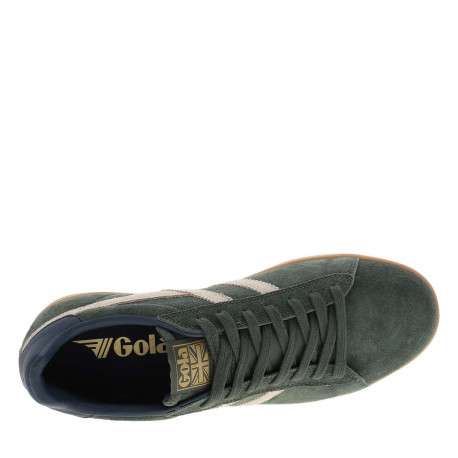 Tennis kaki en cuir nubuck avec un talon plat et des lacets - Image 4