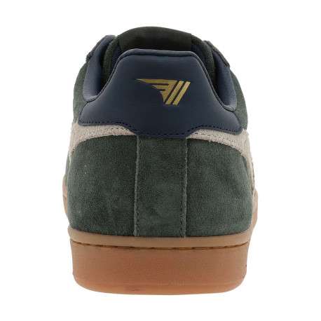 Tennis kaki en cuir nubuck avec un talon plat et des lacets - Image 6