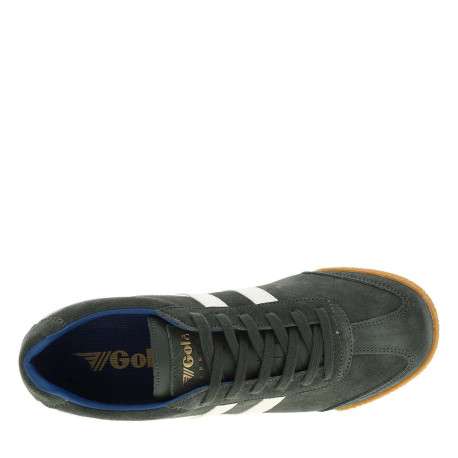 Tennis kaki en cuir nubuck avec un talon plat et des lacets - Image 4