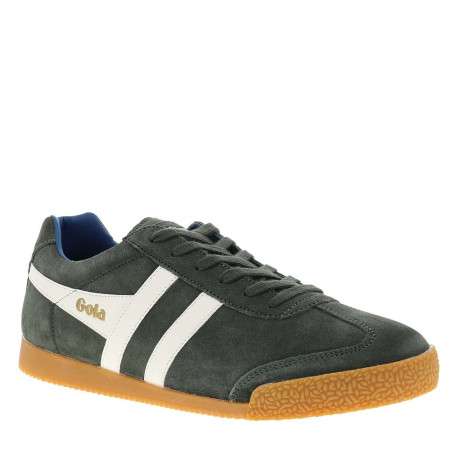 Tennis kaki en cuir nubuck avec un talon plat et des lacets - Image 3