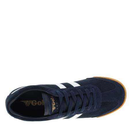 Tennis bleu marine en cuir avec un talon plat et des lacets - Image 4