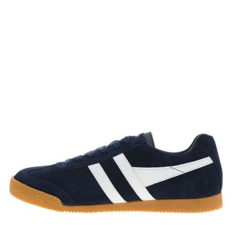 Tennis bleu marine en cuir avec un talon plat et des lacets