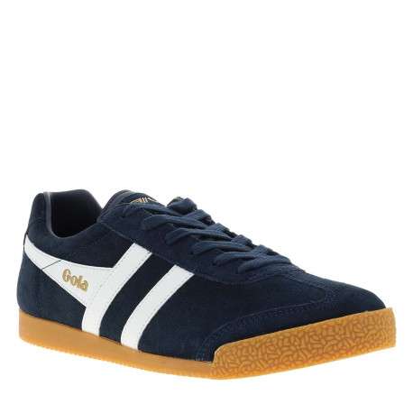 Tennis bleu marine en cuir avec un talon plat et des lacets - Image 3