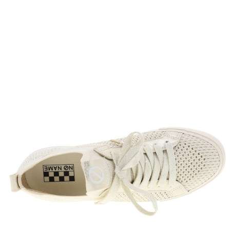 Tennis blanches à semelle plate avec un patch de la marque à la languette - Image 4