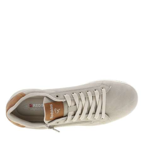 Tennis beiges à semelle plate avec une fermeture à lacets et zip latéral - Image 4