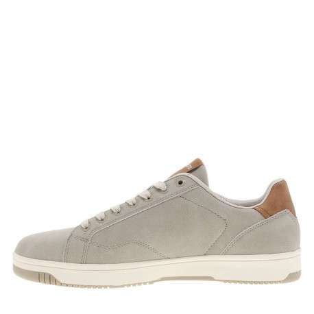 Tennis beiges à semelle plate avec une fermeture à lacets et zip latéral