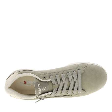 Tennis kaki à semelle plate avec des lacets et un zip latéral - Image 4