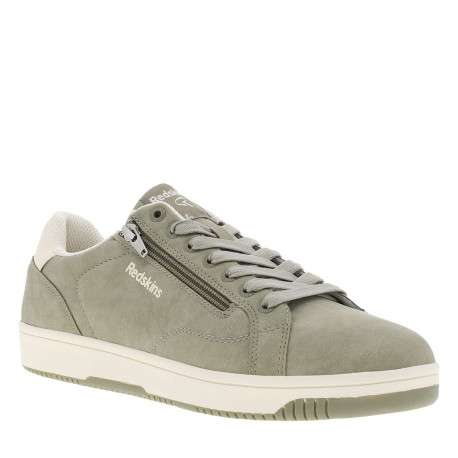 Tennis kaki à semelle plate avec des lacets et un zip latéral - Image 3