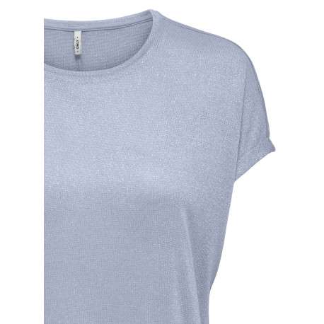 T-shirt bleu pailleté avec une coupe fluide et des ourlets cousus aux manches - Image 3