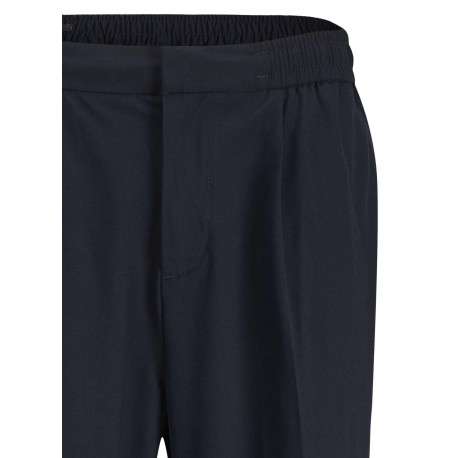 Pantalon chino marine à plis pourvu d'une coupe droite et de poches plaquées - Image 3