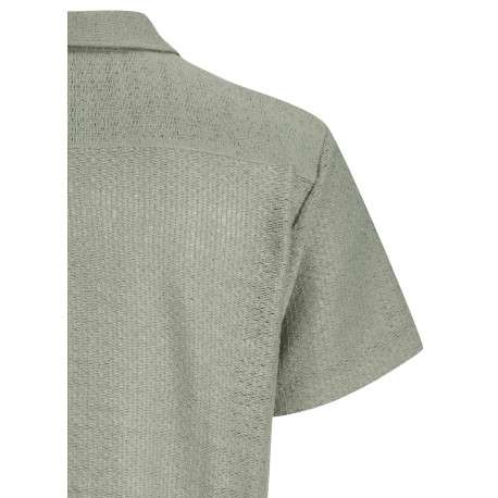 Chemise olive en crochet pourvue d'un col cubain et de manches courtes - Image 4