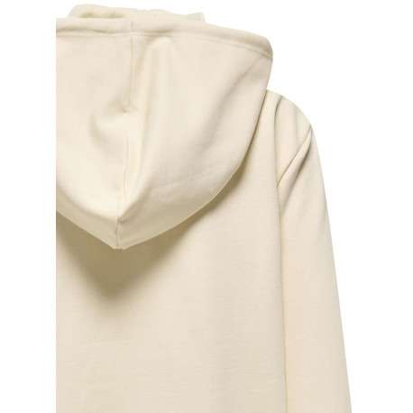 Sweat capuche en coton mélangé beige uni avec une coupe droite - Image 4