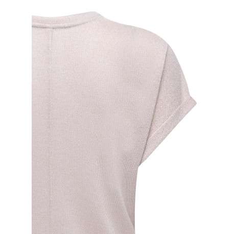 T-shirt rose pâle uni avec une coupe droite, un col rond et des manches courtes - Image 4