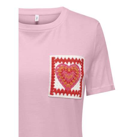 T-shirt en coton biologique rose uni avec des manches courtes - Image 3