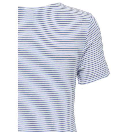T-shirt bleu à rayures pourvu d'un col rond et de manches courtes - Image 4