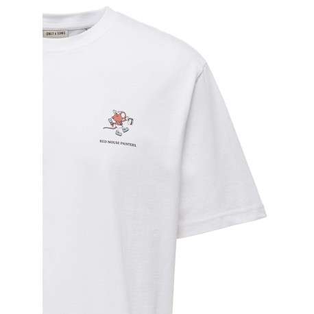 T-shirt en coton blanc uni pourvu d'un imprimé souris et d'un col rond - Image 3
