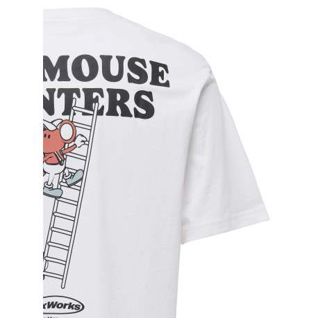 T-shirt en coton blanc uni pourvu d'un imprimé souris et d'un col rond - Image 4
