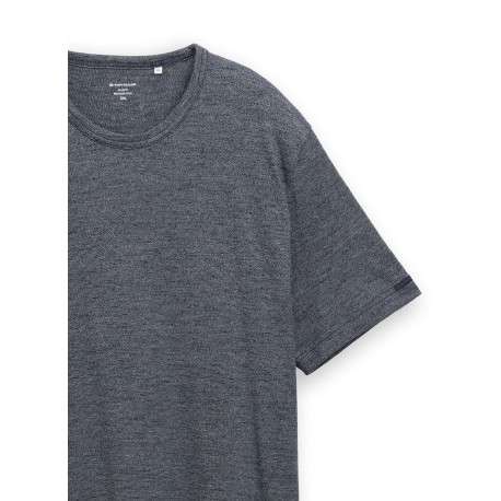 T-shirt en coton marine uni pourvu d'un col rond et d'une coupe droite - Image 3